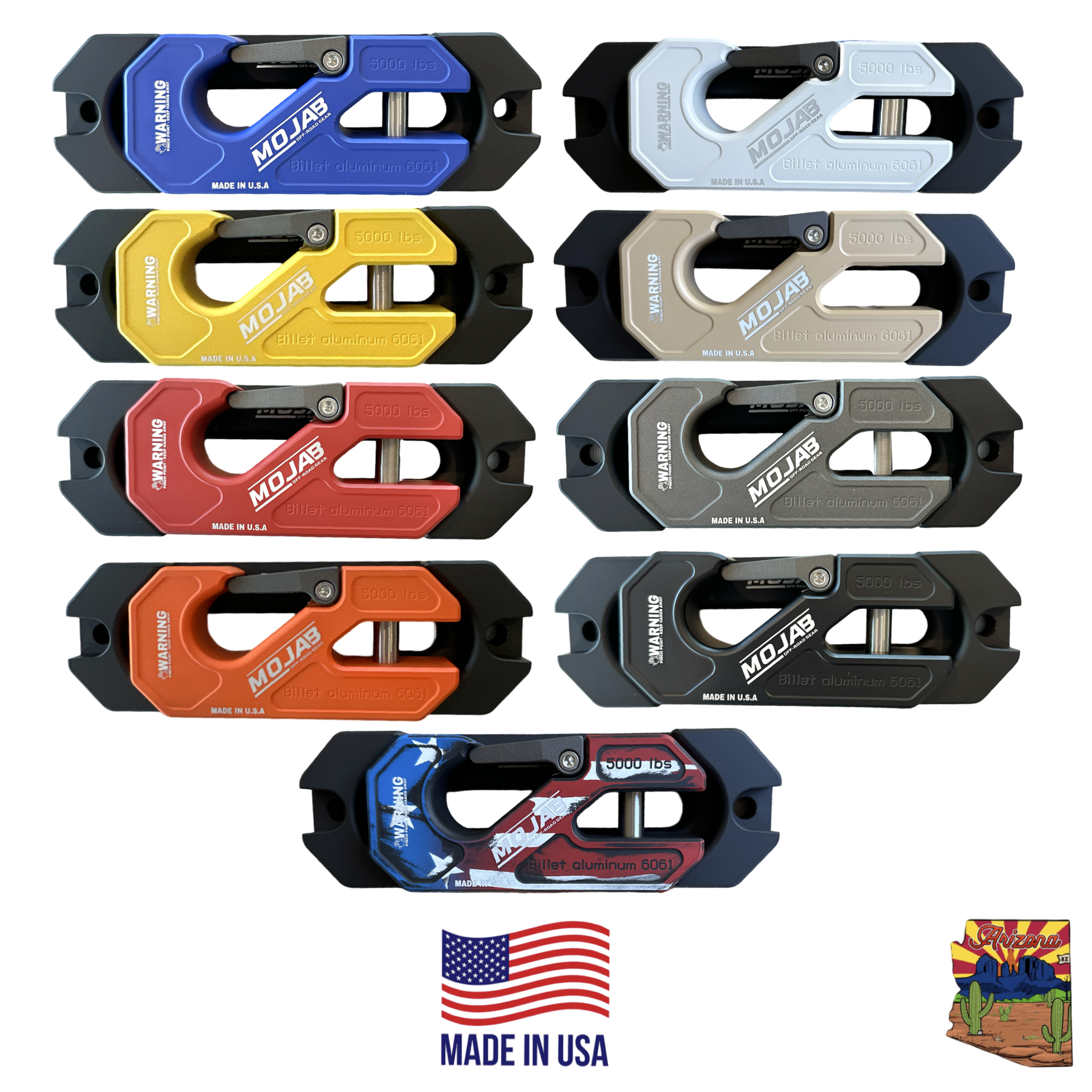 Side By Side / UTV Aluminum Recessed Winch Shackle with Fairlead Kit, closed latch (LIFE TIME WARRANTY*)