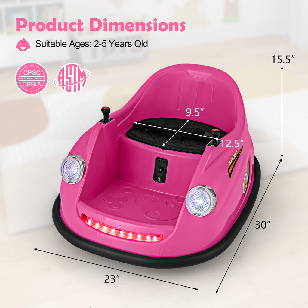 12V Electric Kids Ride on Bumper Car Battery Powered Bumping Car with Remote Control-Pink