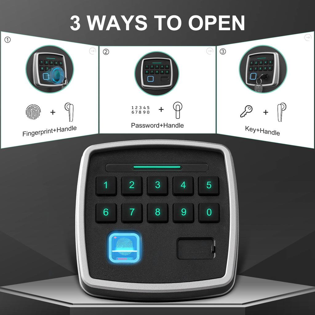 5 gun safes with 3 pistol pockets, quick access biometric adjustable heavy-duty gun rack mounted gun safes