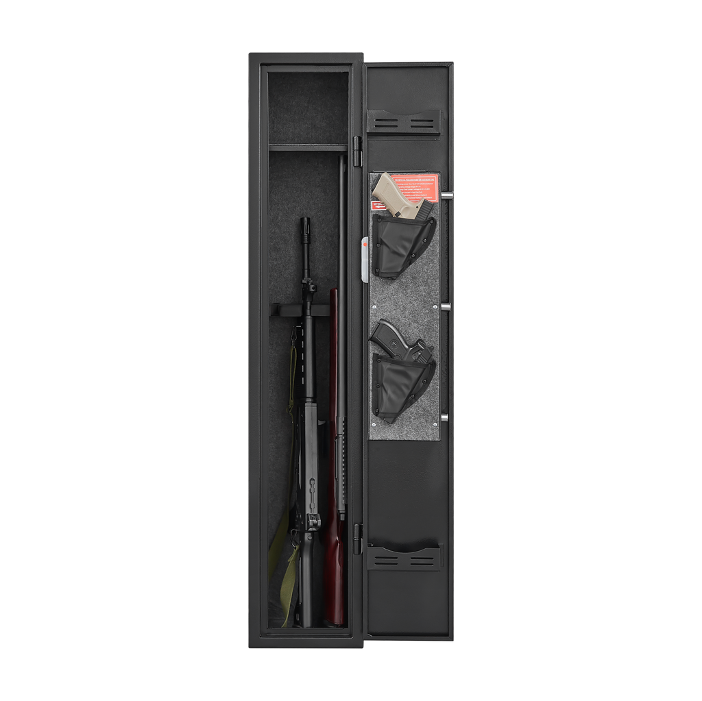 5 gun safes with 3 pistol pockets, quick access biometric adjustable heavy-duty gun rack mounted gun safes