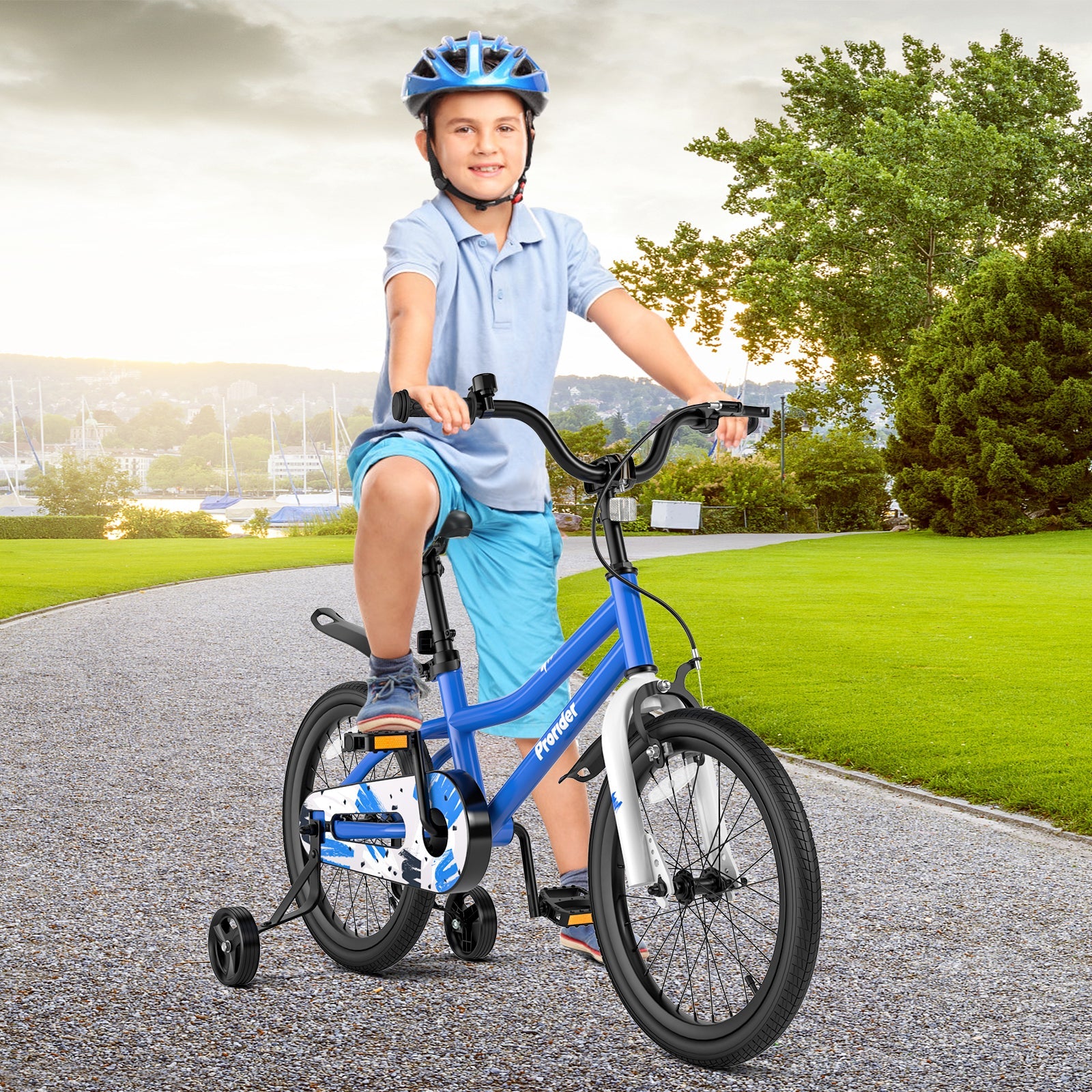18 Feet Kids Bike with Removable Training Wheels-Blue