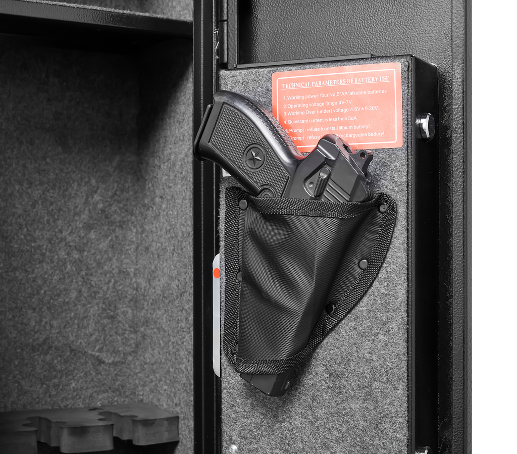 5 gun safes with 3 pistol pockets, quick access biometric adjustable heavy-duty gun rack mounted gun safes