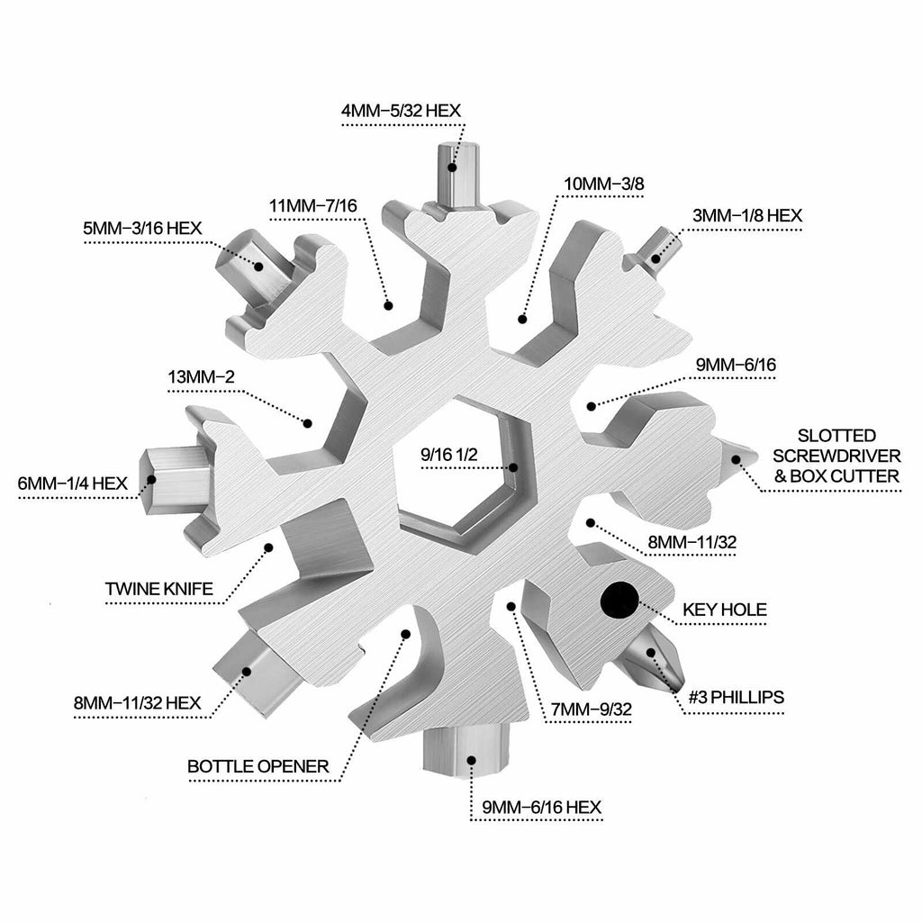 18 in 1 Silver Snowflake Multitool & 20 in 1 Black Credit Card Multitools Gift