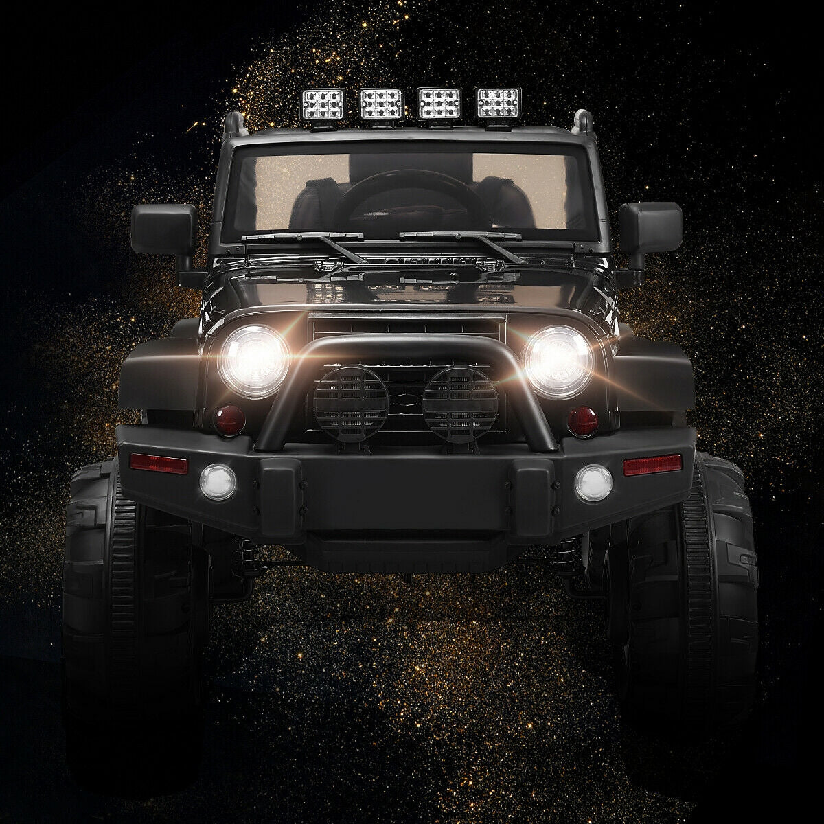 12V Kids Remote Control Riding Truck Car with LED Lights-Black